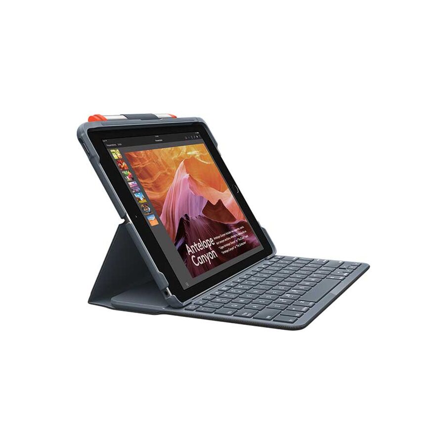 Logitech Slim Folio Custodia con Tastiera Protettiva per iPad 7a e 8a Gen. - Colore Grafite