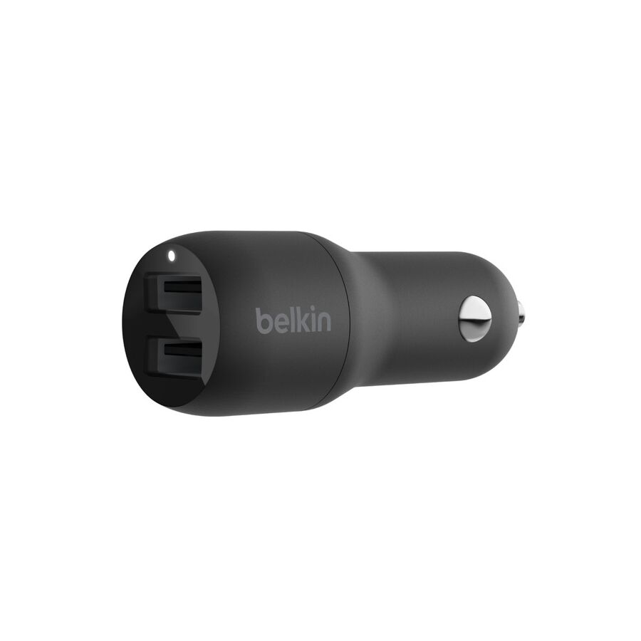 Doppio caricabatteria da auto USB-A da 24 W BoostCharge - Nero