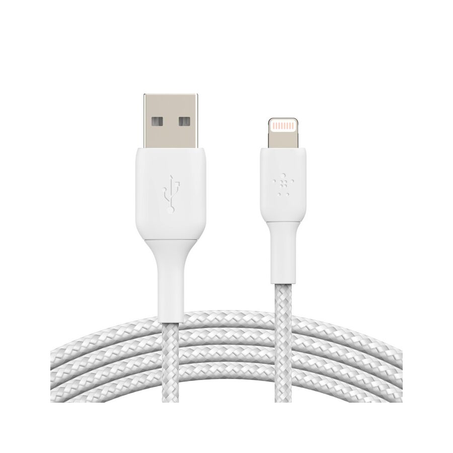 Cavo intrecciato da Lightning a USB-A BoostCharge - 3 metri - Bianco