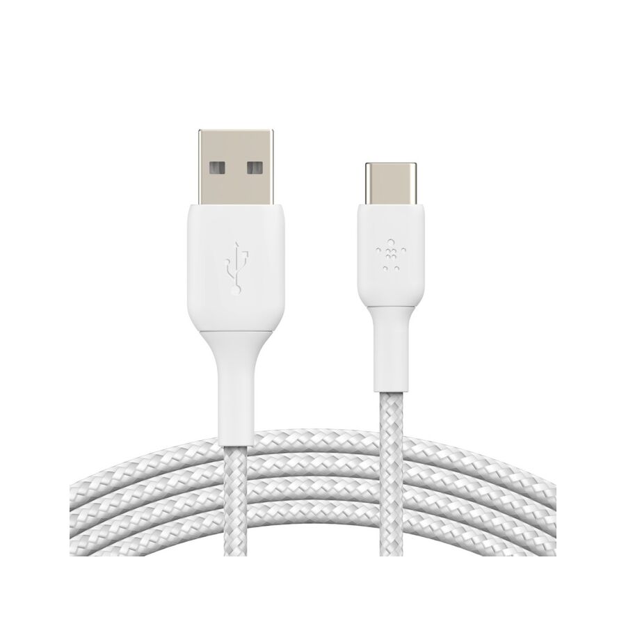 Cavo intrecciato da USB-C a USB-A BoostCharge - 2 metri - Bianco