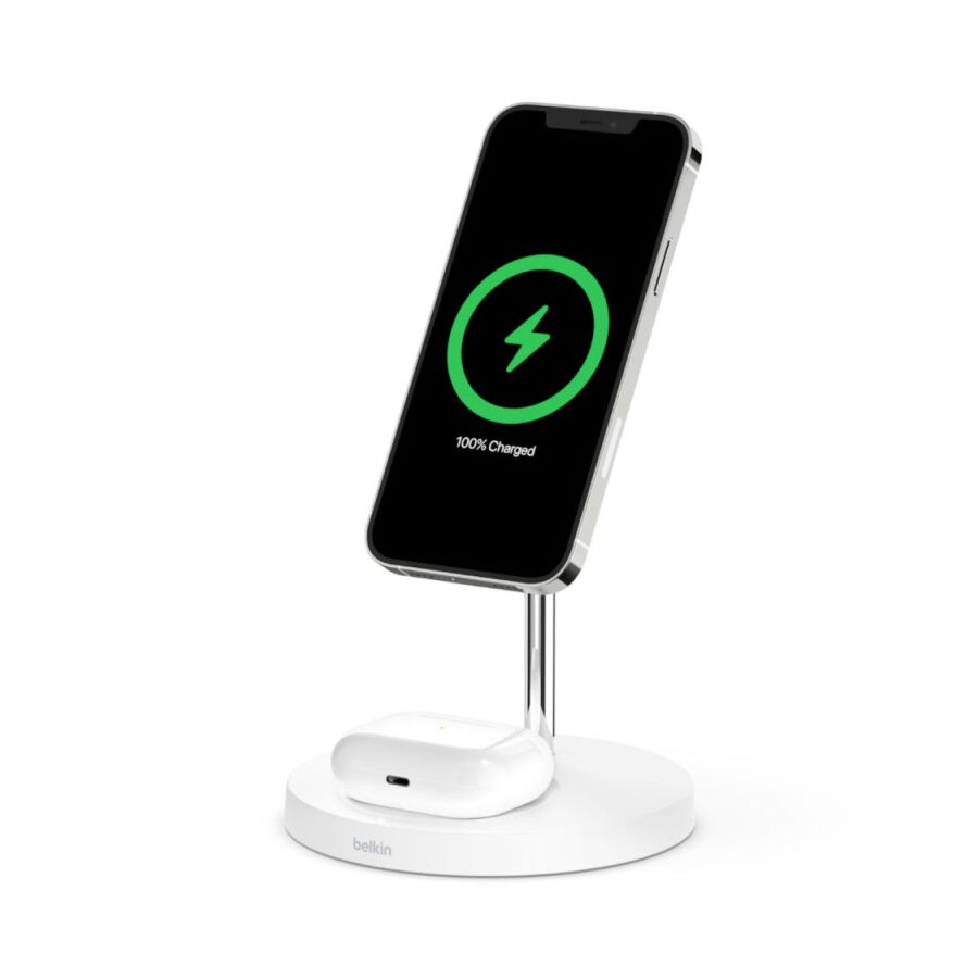 Supporto di ricarica wireless 2 in 1 con MagSafe - Bianco