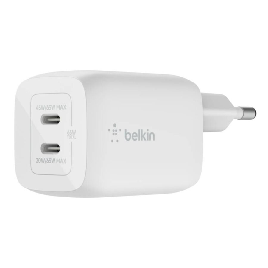 Doppio caricabatteria da parete GaN USB-C con PPS da 65 W