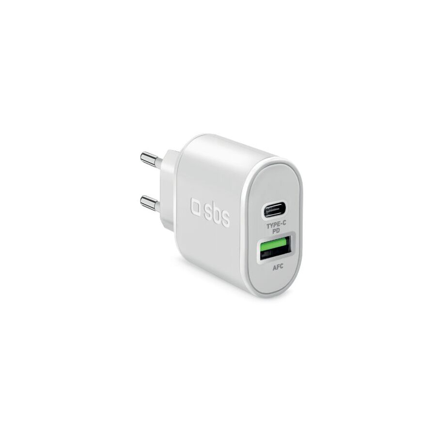 Caricabatterie caricatore 20 Watt Ricarica ultra rapida e due porte USB - Bianco