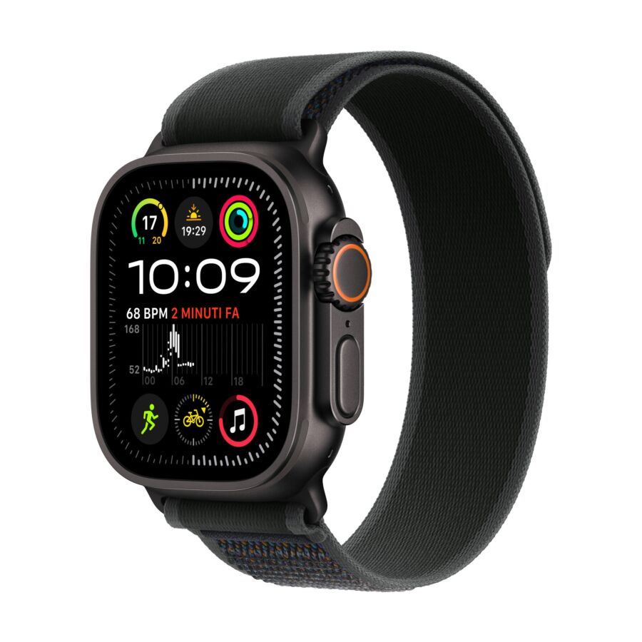 Apple Watch Ultra 2 GPS + Cellular - Cassa 49mm in Titanio Nero con Cinturino Nero Trail Loop - S/M