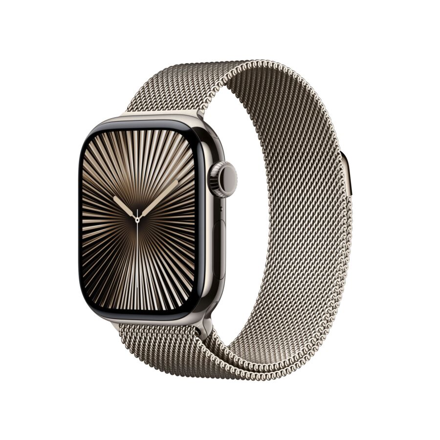 Apple Series 10 GPS + Cellular Cassa in Titanio Naturale con cinturino Loop in maglia milanese Naturale - 42mm