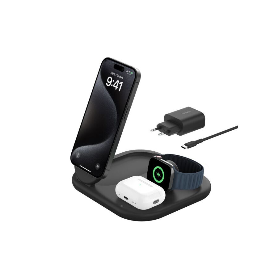 Supporto Di Ricarica Wireless 3in1 15w Qi2 - Nero