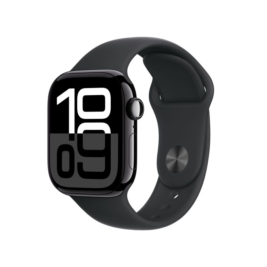 Apple Watch Series 10 GPS Cassa in Alluminio Jet Black con Cinturino Sport Band Nero - S/M