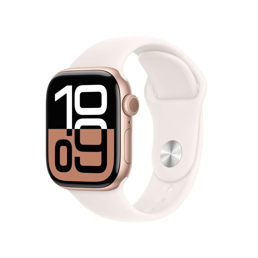Applle Watch Series 10 GPS + Cellular Cassa in Alluminio Oro Rosa con Cinturino  Sport Band Rosa Fard - M/L