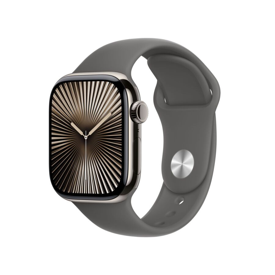 Apple Watch Series 10 GPS + Cellular Cassa in Titanio Naturale con Cinturino Sport Band Grigio Pietra - M/L