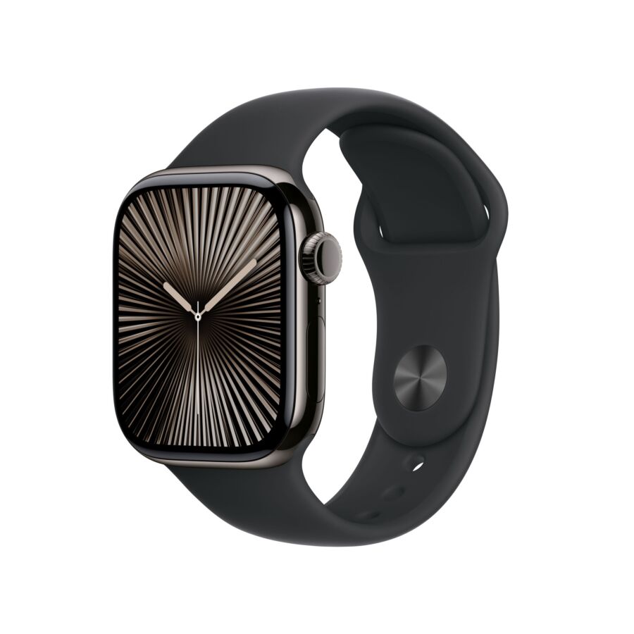 Apple Watch Series 10 GPS + Cellular Cassa in Titanio Ardesia con Cinturino Sport Band Nero - M/L