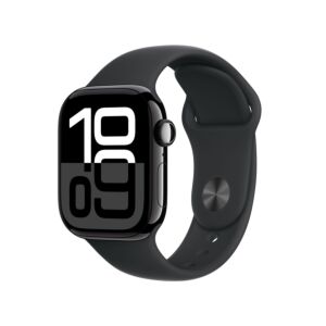 Apple Watch Series 10 GPS Cassa in Alluminio Jet Black con Cinturino Sport Band Nero - M/L