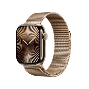 Apple Watch Series 10 GPS + Cellular Cassa in Titanio Oro con Cinturino Loop in maglia milanese Oro