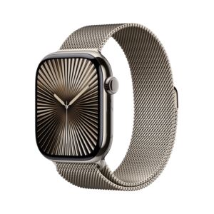 Apple Watch Series 10 GPS + Cellular Cassa in Titanio Naturale con Cinturino Loop in maglia milanese Naturale