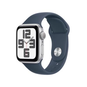 Apple SE GPS Cassa in Alluminio Argento con Cinturino Sport Blu Tempesta - M/L