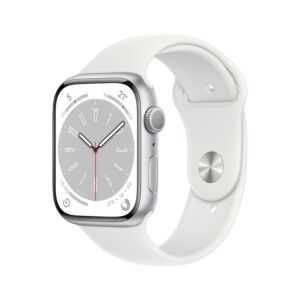 Watch Serie 8 GPS - Cassa in Alluminio Argento con Cinturino Sport Bianco
