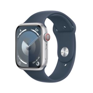 Apple Watch Series 9 GPS + Cellular Cassa in Alluminio Argento con Cinturino Sport Blu Tempesta - M/L