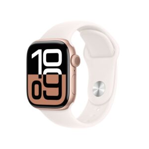Applle Watch Series 10 GPS + Cellular Cassa in Alluminio Oro Rosa con Cinturino  Sport Band Rosa Fard - M/L